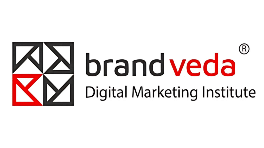 Brand Veda Digital Marketing Institute logo with black and red design elements.